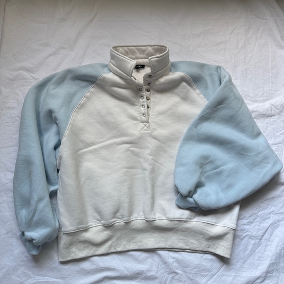 White and Light Blue Pullover Sweatshirt Papermoon size L - Picture 1 of 4